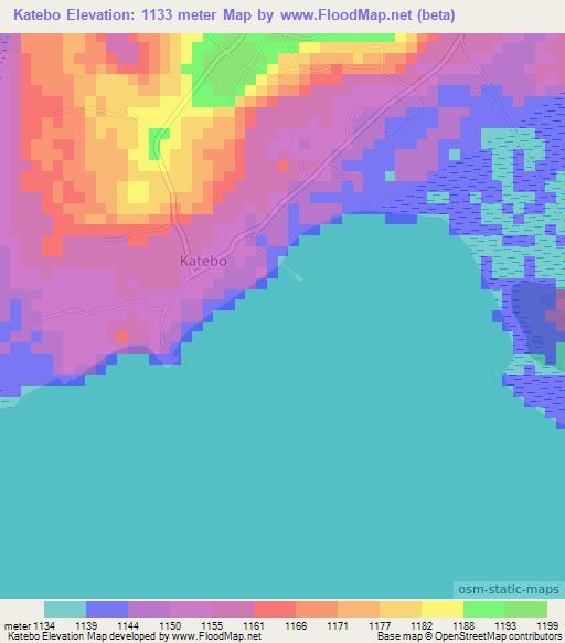 Katebo,Uganda Elevation Map