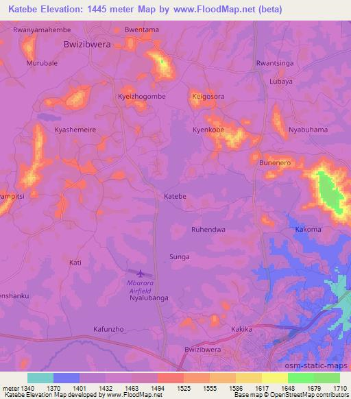Katebe,Uganda Elevation Map
