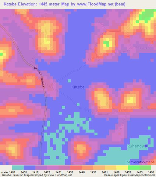 Katebe,Uganda Elevation Map
