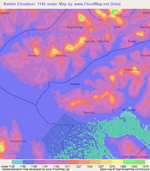 Katebe,Uganda Elevation Map
