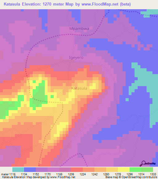 Katasula,Uganda Elevation Map