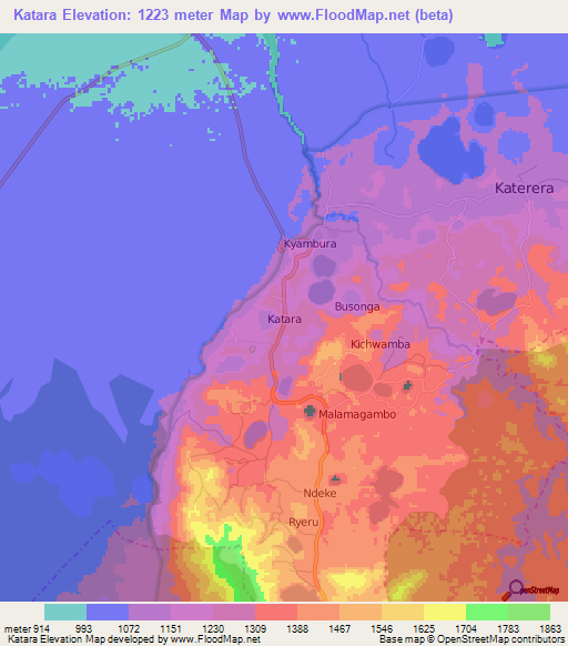 Katara,Uganda Elevation Map