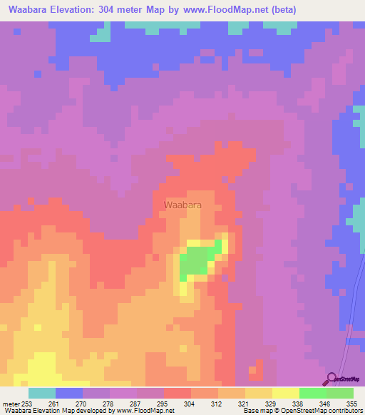 Waabara,Nigeria Elevation Map