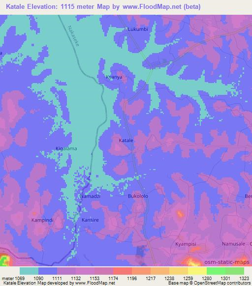 Katale,Uganda Elevation Map