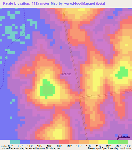 Katale,Uganda Elevation Map