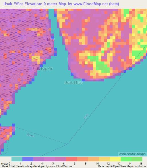 Usak Effiat,Nigeria Elevation Map