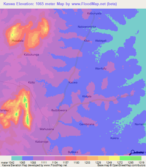 Kaswa,Uganda Elevation Map