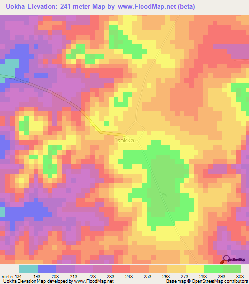 Uokha,Nigeria Elevation Map
