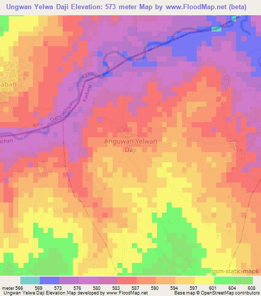 Ungwan Yelwa Daji,Nigeria Elevation Map