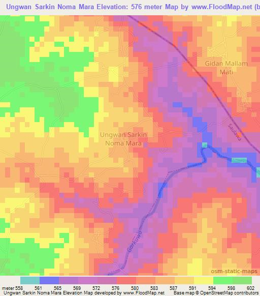 Ungwan Sarkin Noma Mara,Nigeria Elevation Map
