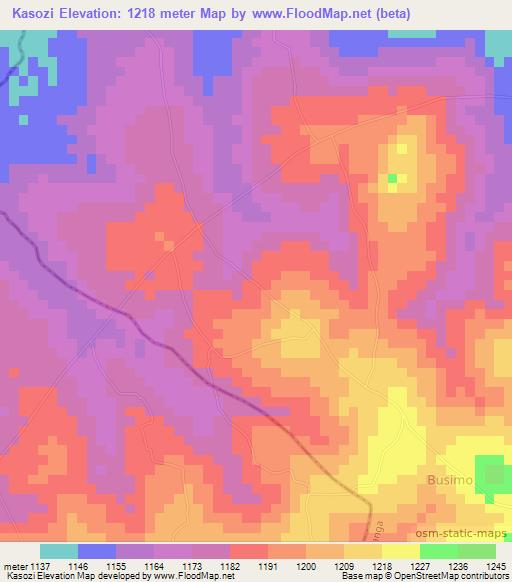 Kasozi,Uganda Elevation Map