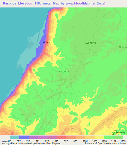 Kasonga,Uganda Elevation Map