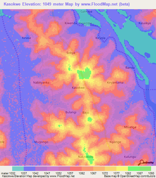 Kasokwe,Uganda Elevation Map