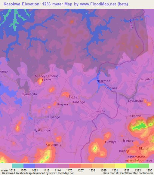 Kasokwa,Uganda Elevation Map