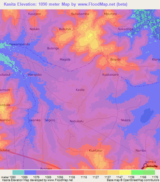Kasita,Uganda Elevation Map