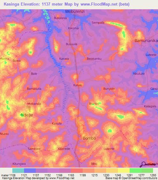Kasinga,Uganda Elevation Map