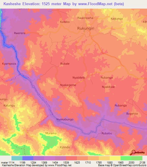 Kasheshe,Uganda Elevation Map