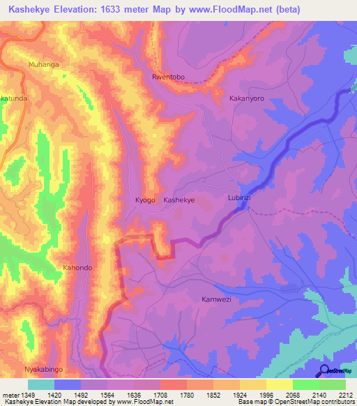 Kashekye,Uganda Elevation Map