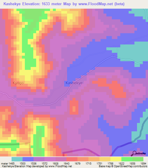 Kashekye,Uganda Elevation Map