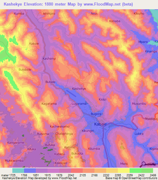 Kashekye,Uganda Elevation Map