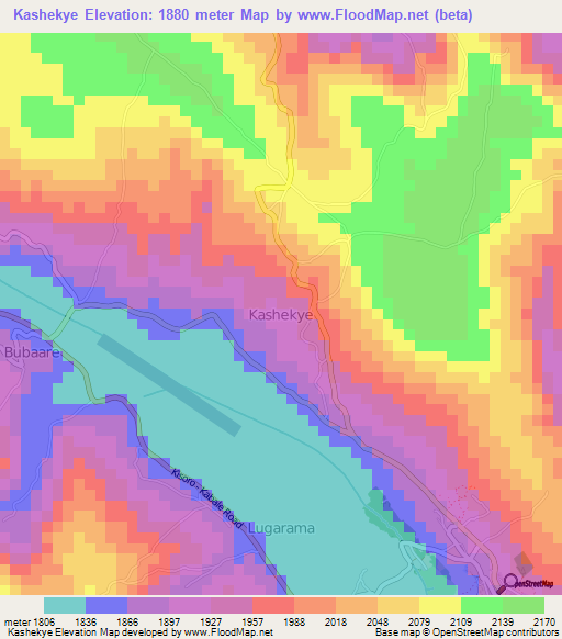 Kashekye,Uganda Elevation Map