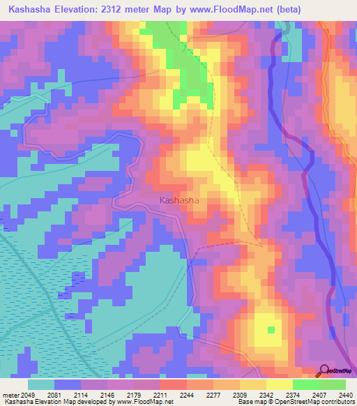 Kashasha,Uganda Elevation Map