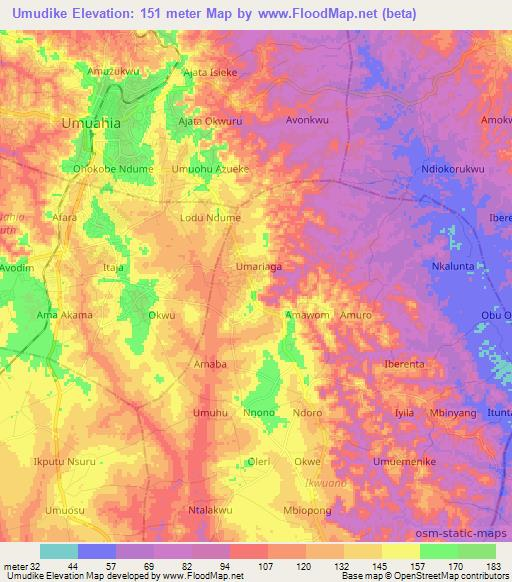 Umudike,Nigeria Elevation Map