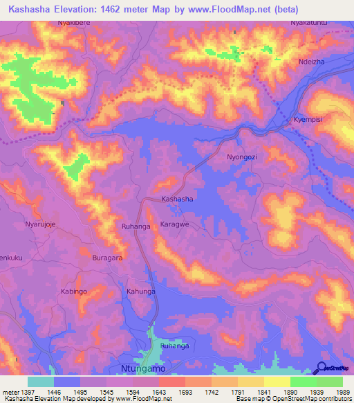 Kashasha,Uganda Elevation Map