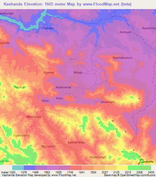 Kashanda,Uganda Elevation Map