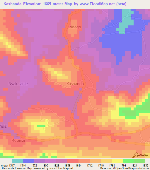Kashanda,Uganda Elevation Map