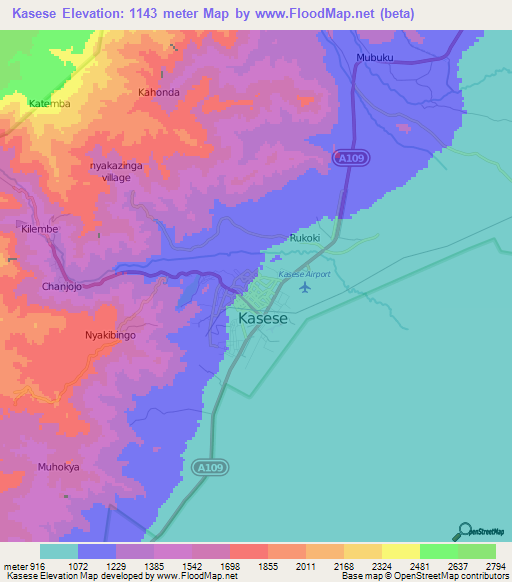 Kasese,Uganda Elevation Map