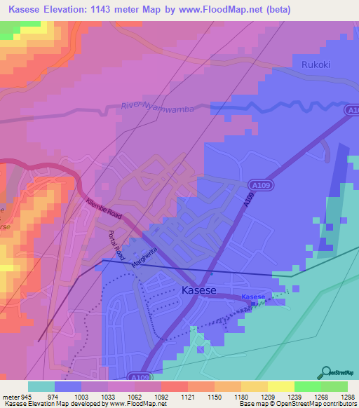 Kasese,Uganda Elevation Map