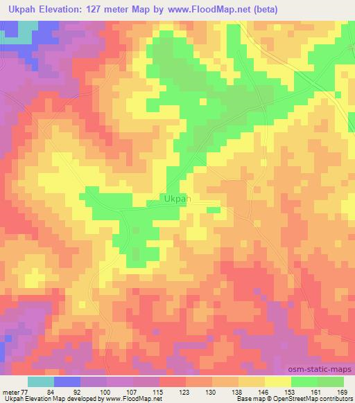 Ukpah,Nigeria Elevation Map