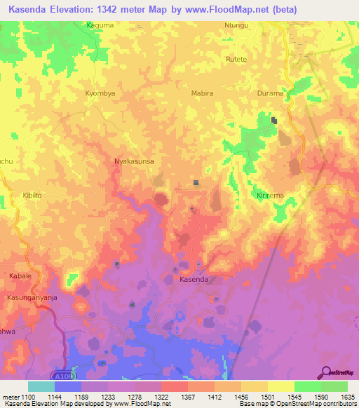 Kasenda,Uganda Elevation Map