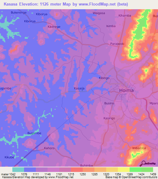 Kasasa,Uganda Elevation Map