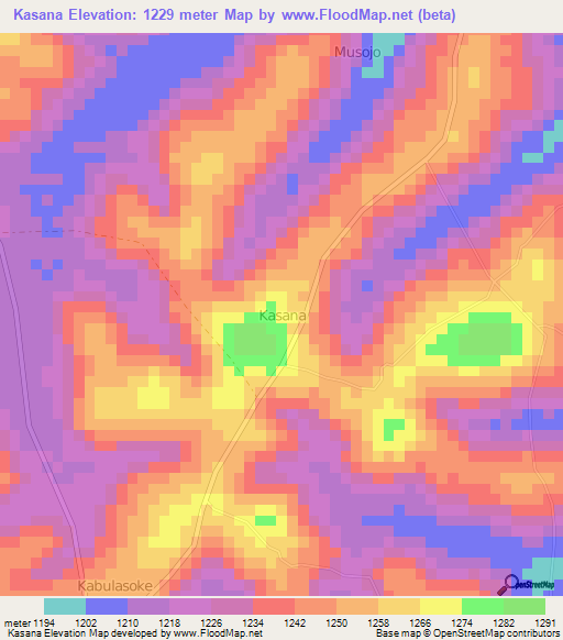 Kasana,Uganda Elevation Map