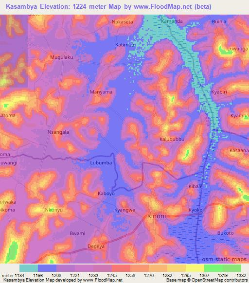 Kasambya,Uganda Elevation Map