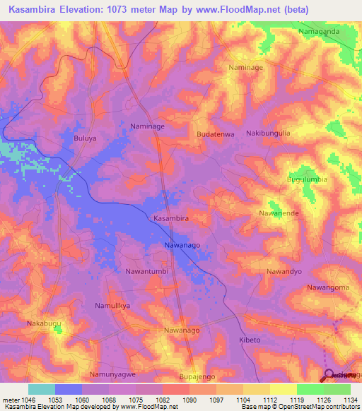 Kasambira,Uganda Elevation Map
