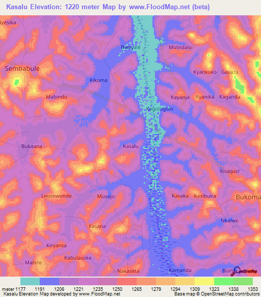Kasalu,Uganda Elevation Map