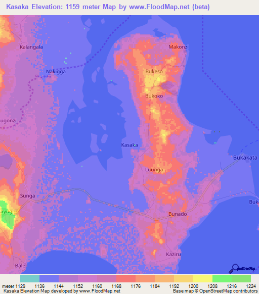Kasaka,Uganda Elevation Map