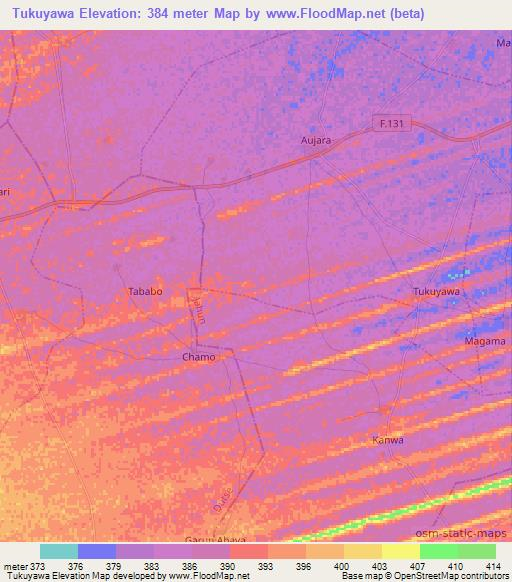 Tukuyawa,Nigeria Elevation Map