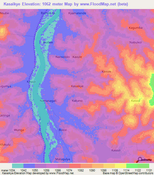 Kasaikye,Uganda Elevation Map