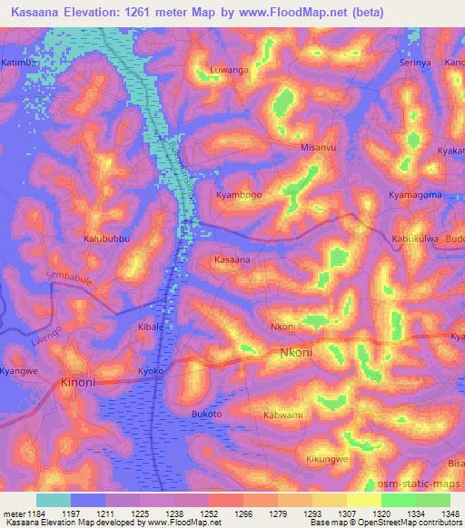 Kasaana,Uganda Elevation Map
