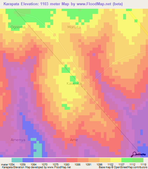 Karapata,Uganda Elevation Map