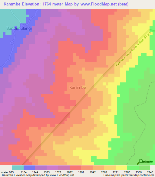 Karambe,Uganda Elevation Map