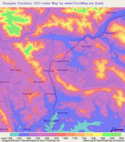 Karagwe,Uganda Elevation Map