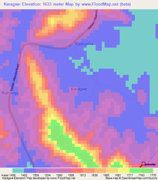 Karagwe,Uganda Elevation Map
