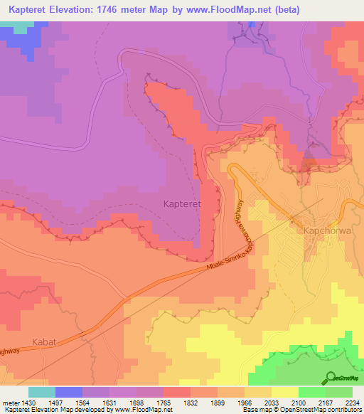 Kapteret,Uganda Elevation Map