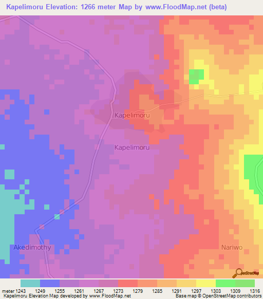 Kapelimoru,Uganda Elevation Map