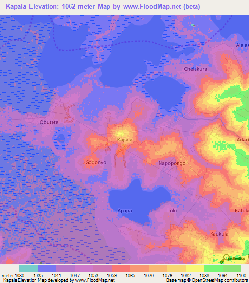 Kapala,Uganda Elevation Map